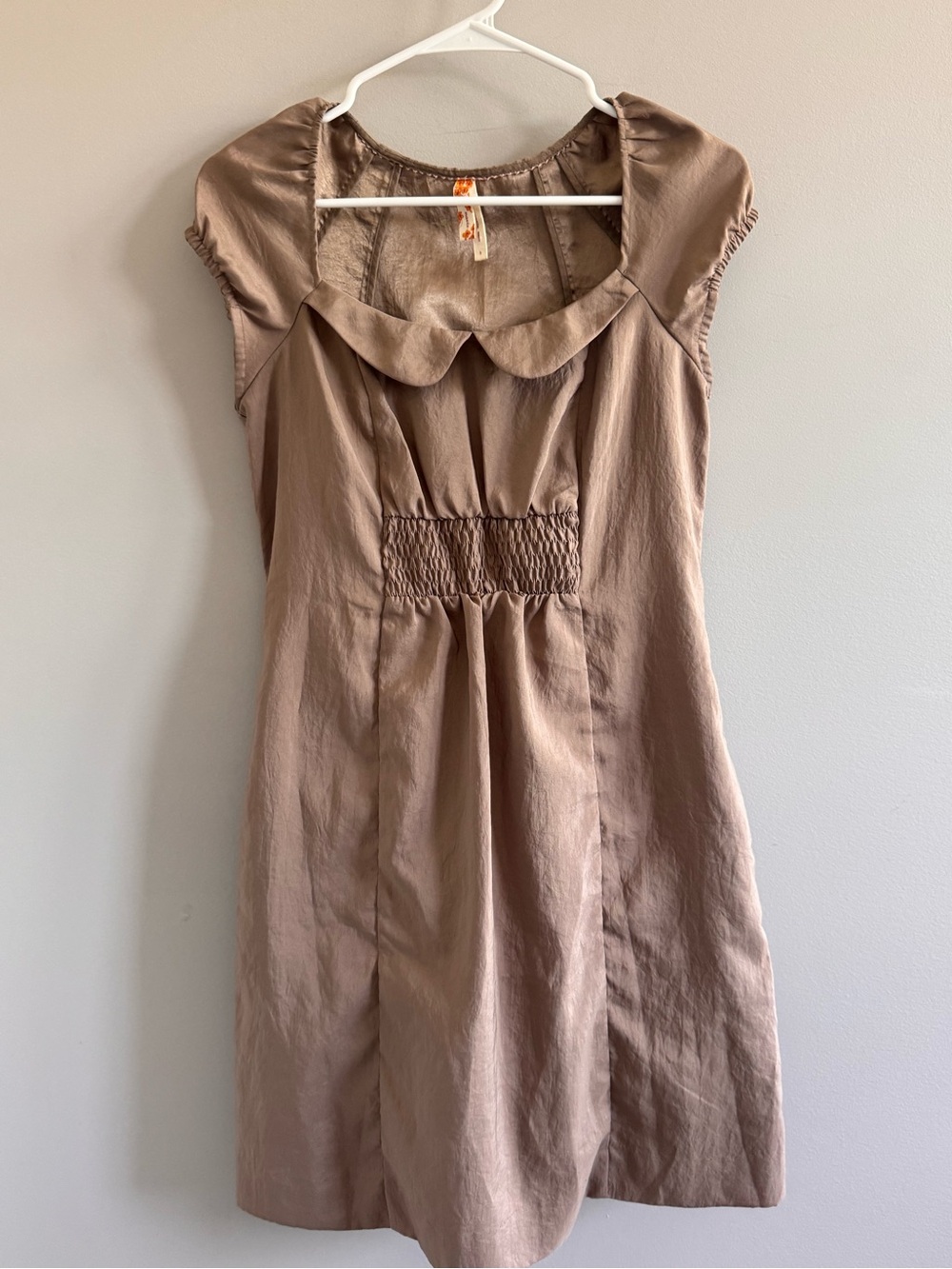 Maeve‎ Peter Pan Collar Taupe Shift Dress Size 4 Anthropologie